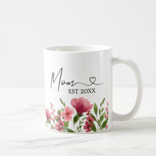 Personalised Floral Mum Mug – EST Year Gift (Right)