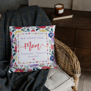Personalised Floral Mum Pillow We Love You Gift