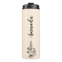 Personalised Floral Name Birth Month Flower Beige