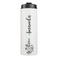 Personalised Floral Name Birth Month Flower Grey