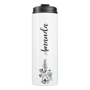 Personalised Floral Name Birth Month Flower Thermal Tumbler