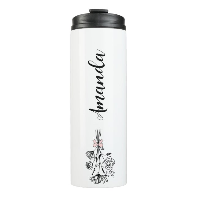 Personalised Floral Name Birth Month Flower Thermal Tumbler (Front)