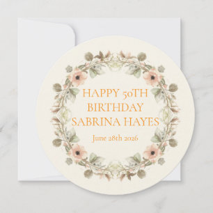 Personalised Floral Name Birthday Garden Party Card