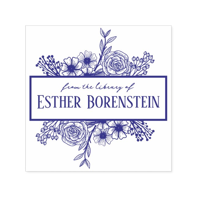 Personalised Floral Name Book Stamp (Design)