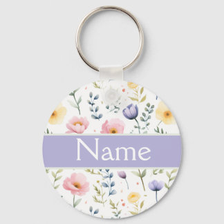 Personalised Floral Name Key Ring