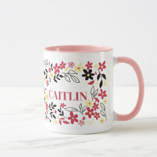Personalised Floral Name Mug – Custom Botanical