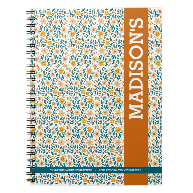 Personalised Floral & Name  Notebook (Front)