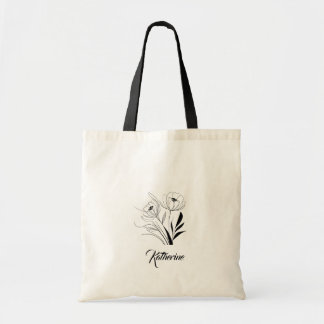 Personalised Floral Name Tote for Mum Bag