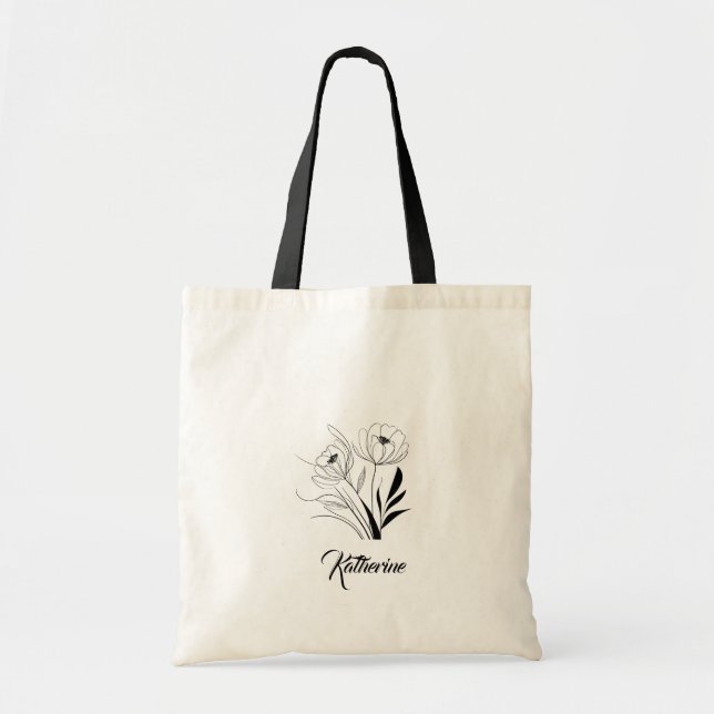 Personalised Floral Name Tote for Mum Bag (Front)