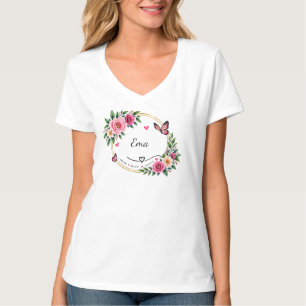 personalised Floral Name Women’s T-Shirt Elegant 