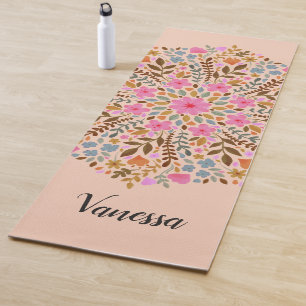 Personalised Floral Nature Mandala Pink Yoga Mat
