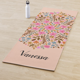 Personalised Floral Nature Mandala Pink Yoga Mat