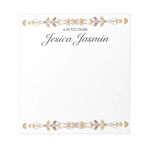 Personalised Floral Notepad Custom Name Notepad