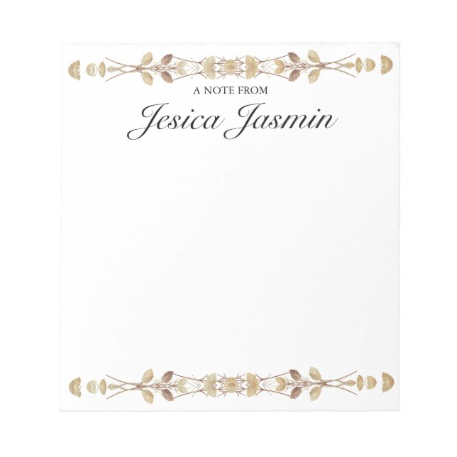 Personalised Floral Notepad | Custom Name Notepad  (Front)
