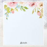 Personalised Floral Notepad YOUR TEXT Gift for Her<br><div class="desc">Pretty Watercolor Flowers Notepad YOUR TEXT or Name</div>