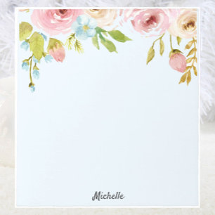 Personalised Floral Notepad YOUR TEXT Gift for Her