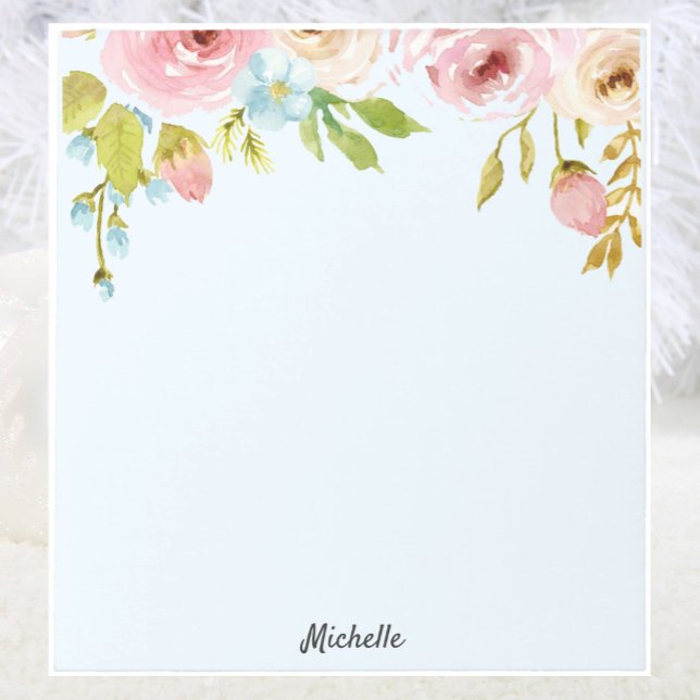 Personalised Floral Notepad YOUR TEXT Gift for Her (Creator Uploaded)