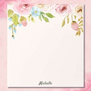 Personalised Floral Notepad YOUR TEXT Gift for Her