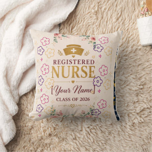Personalised Floral Nurse Graduation Blanket Reg Cushion