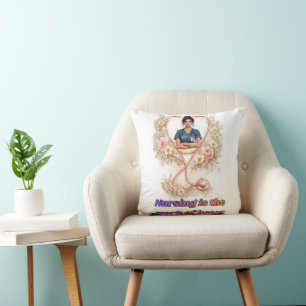 Personalised Floral Nurse Portrait   Nursing Is th Cushion