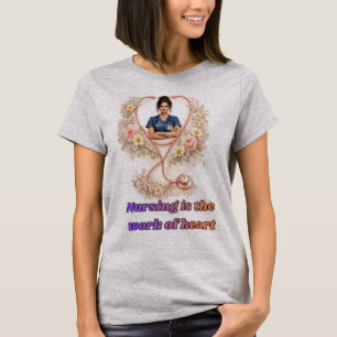 Personalised Floral Nurse Portrait Nursing Is th T-Shirt