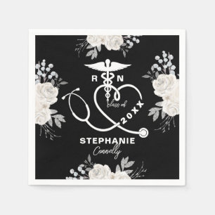 Personalised Floral Nursing School Graduation Napkin
