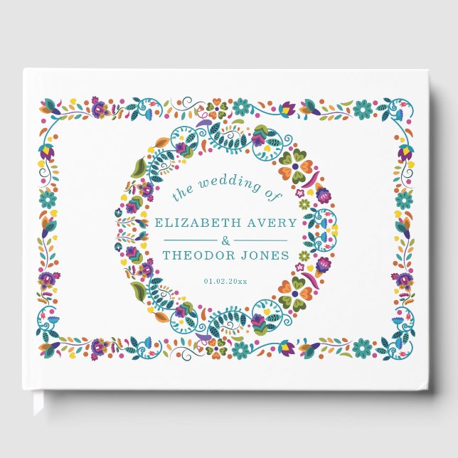 Personalised Floral Pattern Mexican Wedding Guest Book (Front)