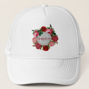 Personalised Floral Pattern Monogram Name Trucker Hat