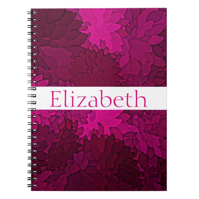 Personalised Floral Pattern Pink Purple White Notebook (Front)