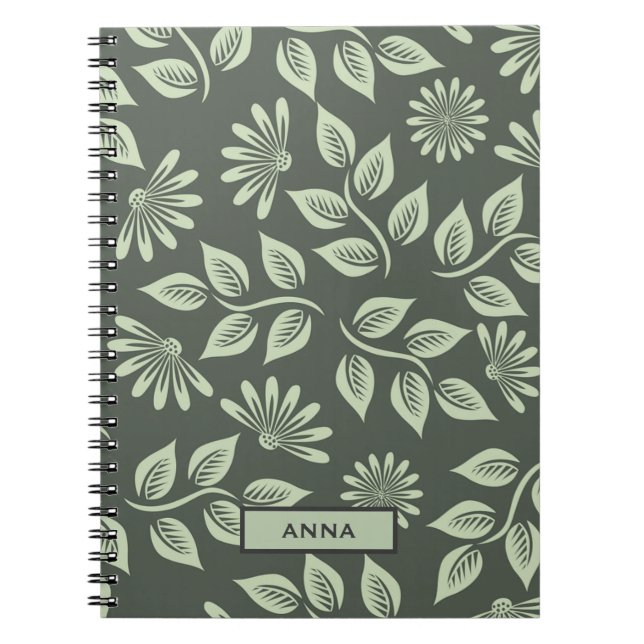 Personalised Floral Pattern Spiral Notebook (Front)