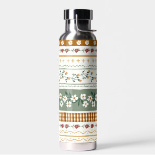 Personalised Floral Pattern Water Bottle with Name