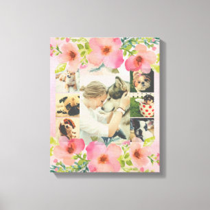 Personalised floral photo collage canvas print