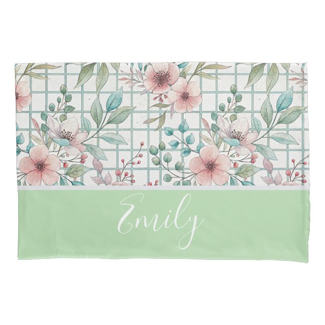 Personalised Floral  Pillowcase (Front)