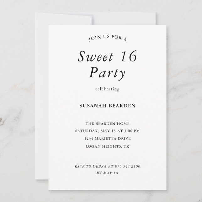 Personalised Floral Pink Sweet 16 Party Invitation (Front)