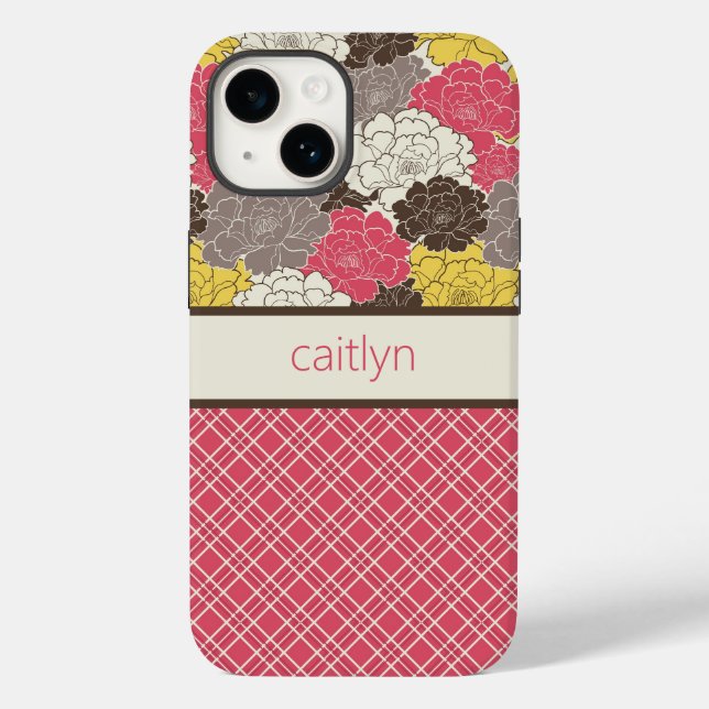 Personalised Floral & Plaid Phone Case (Back)