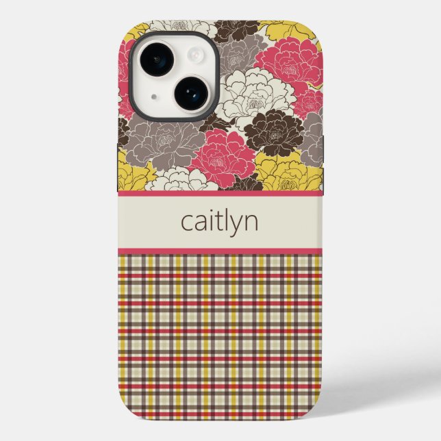 Personalised Floral & Plaid Phone Case (Back)