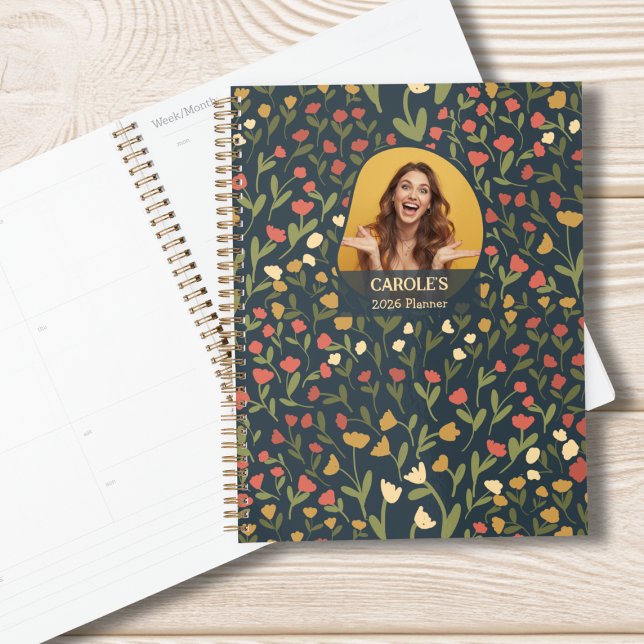 Personalised Floral Planner – Weekly & Monthly (Personalized Photo Monthly Weekly Planner)