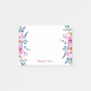 Personalised floral post-it notes