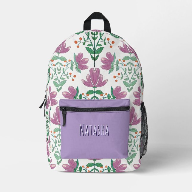 Personalised Floral Printed Backpack (Front)