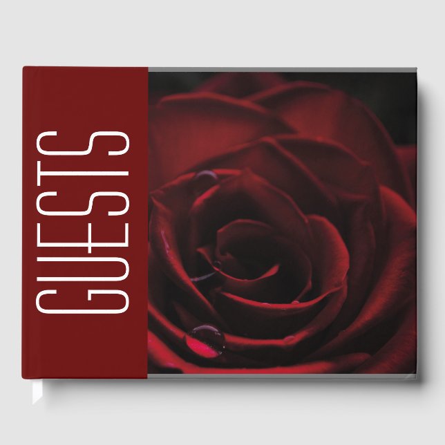 Personalised Floral RED ROSE Guest Book (Front)