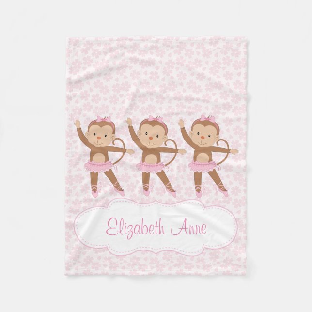 Personalised Floral Safari Ballerina Fleece Blanket (Front)