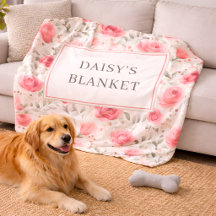 Personalised Floral Sherpa Dog Blanket