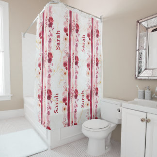 Personalised Floral Shower Curtain with Name