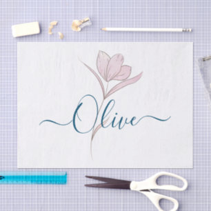 Personalised Floral Sketch Watercolor Tissue Paper