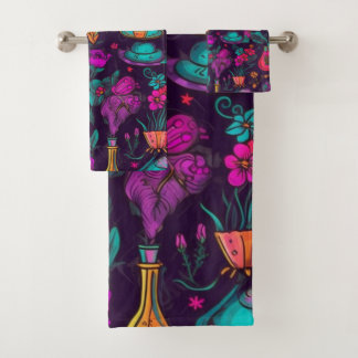 Personalised Floral Skulls  Bath Towel Set