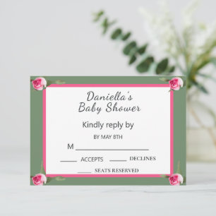 Personalised Floral Spray Baby Shower RSVP Card