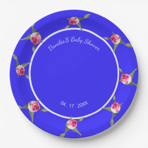 Personalised Floral Spray Green Paper Plate