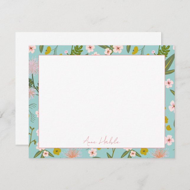 Personalised Floral Stationary Card (Front/Back)