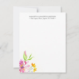 Personalised Floral Stationery Card