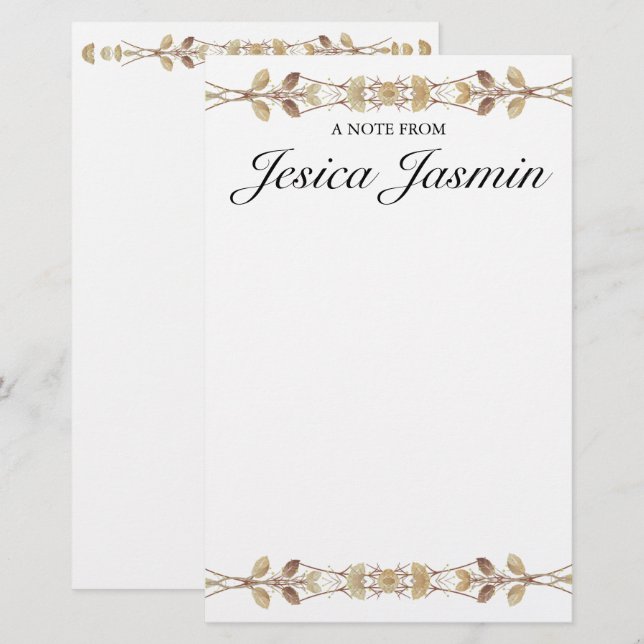 Personalised Floral Stationery with Name  (Front/Back)